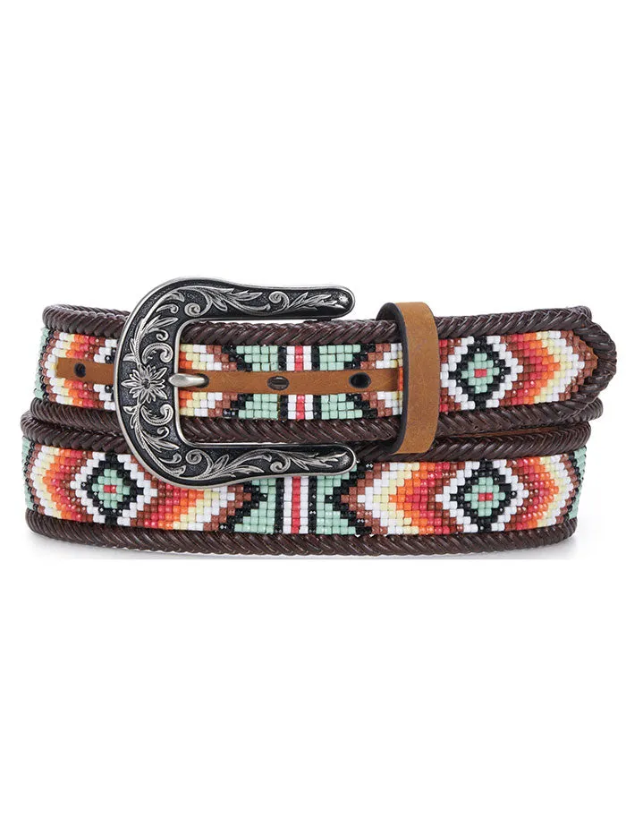 Nocona N320002508 Womens Southwestern Diamond Beading Side Lacing Belt Tan