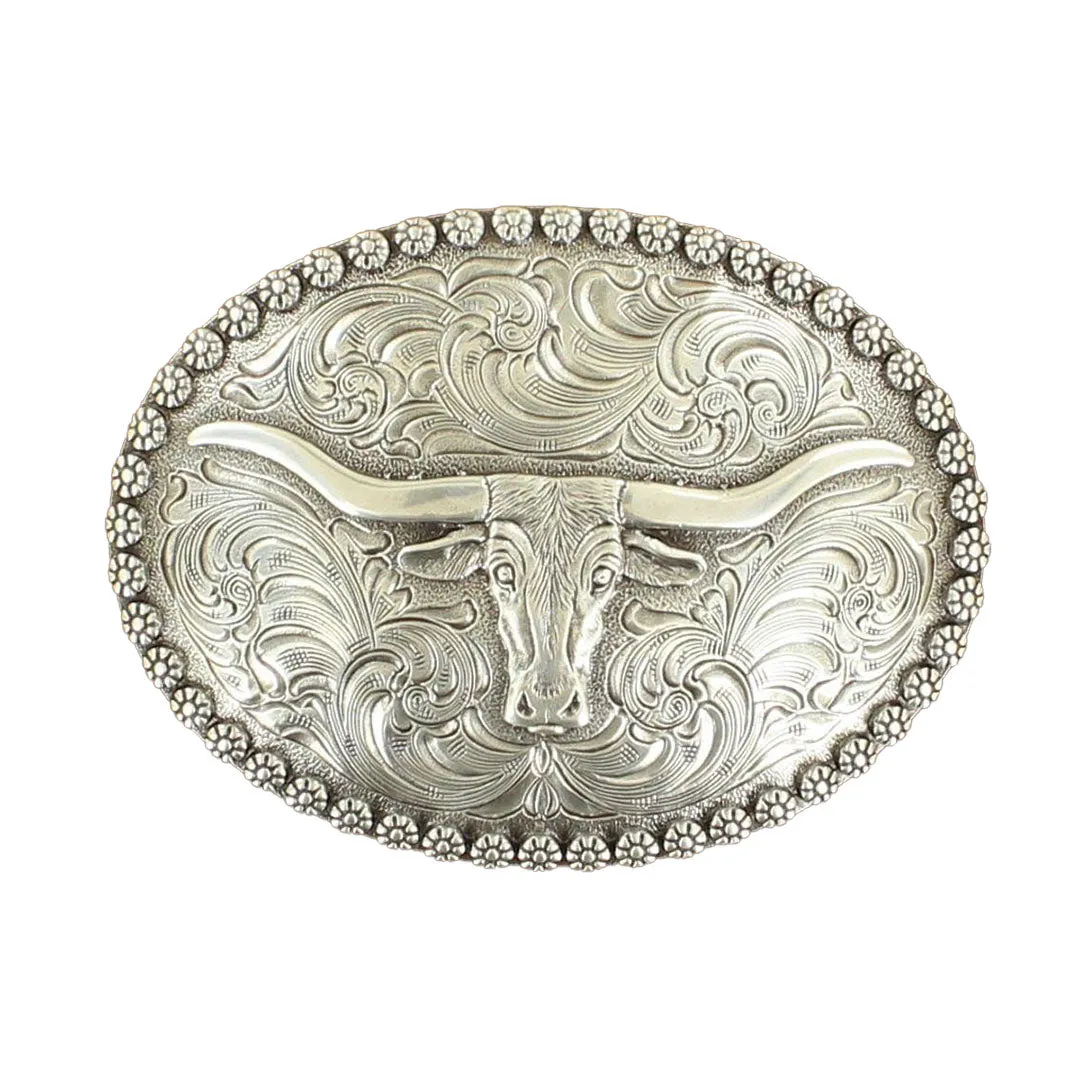 Nocona Oval Longhorn Triple Cross Belt Buckle