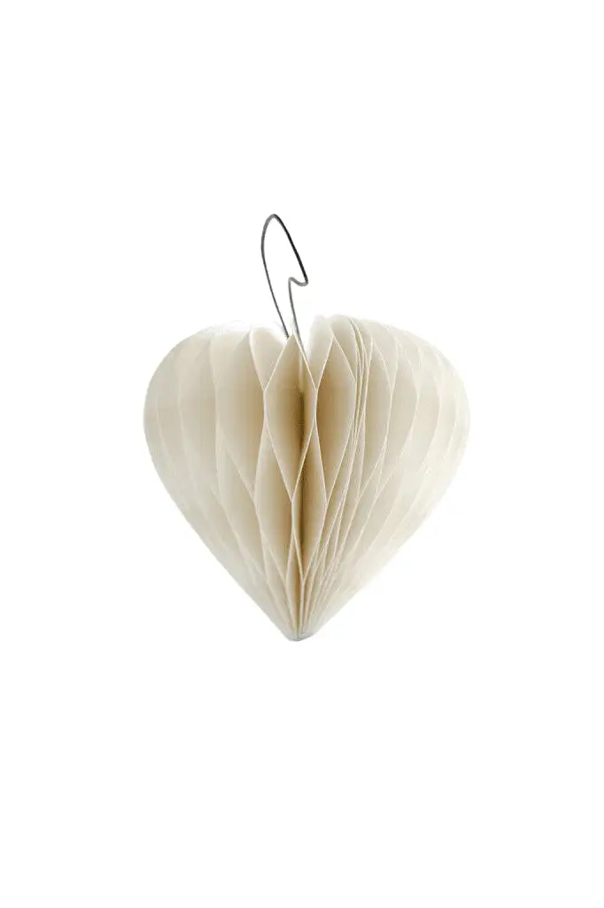 Nordic Rooms - Christmas Ornament - Paper Heart - 9cm - Off White