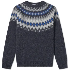 Norse Projects Birnir Fair Isle Crew KnitCharcoal Melange