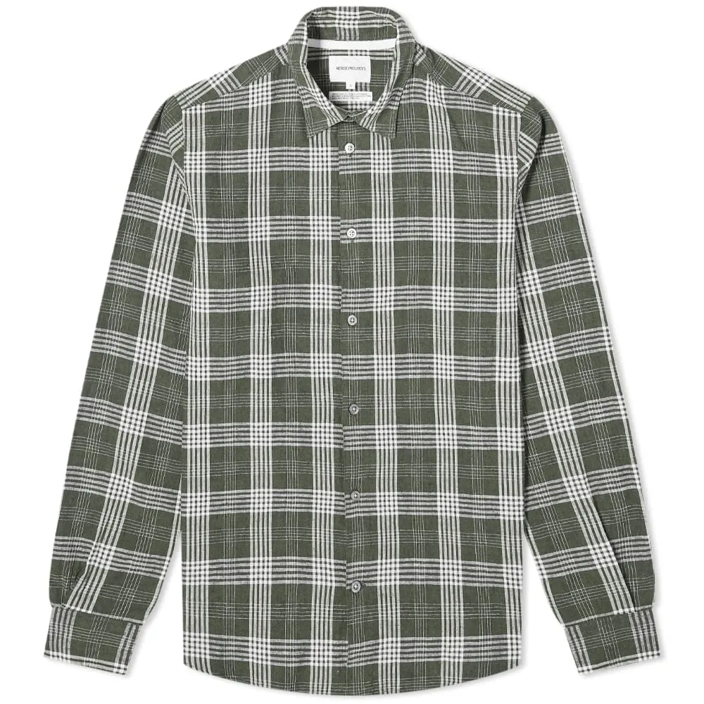 Norse Projects Hans 50/50 Check ShirtWashed Kelp