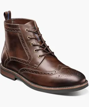 Nunn Bush Shoes Odell Wingtip Boot Brown CH Size 10