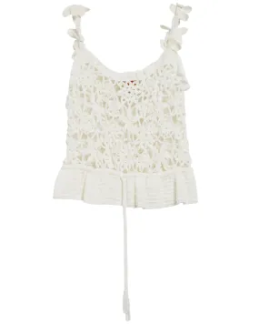 Off White Flowers Crochet Top