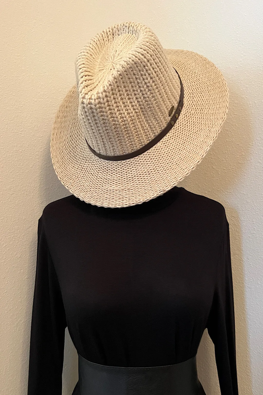 Off White or Grey Textured Hat