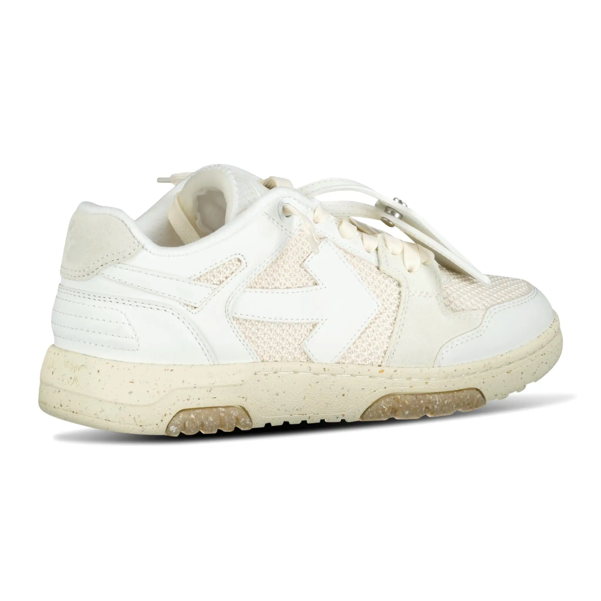 OFF-WHITE OUT OF OFFICE CALF LEATHER & MESH TRAINER WHITE & CREAM