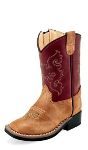 Old West Broad Toe Cactus Tan Children's Boot