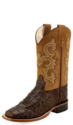 Old West Brown Caiman Print Children's Boot