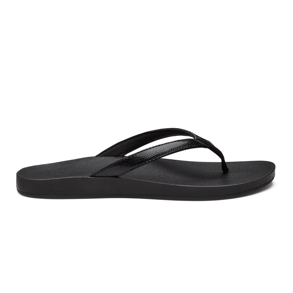 Olukai Women's Puawe Flip Flop - Black/Black 20498-4040