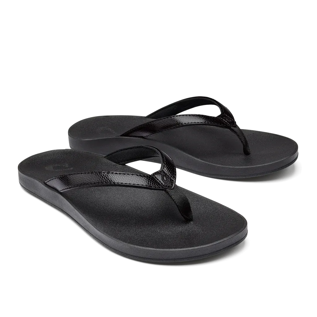 Olukai Women's Puawe Flip Flop - Black/Black 20498-4040