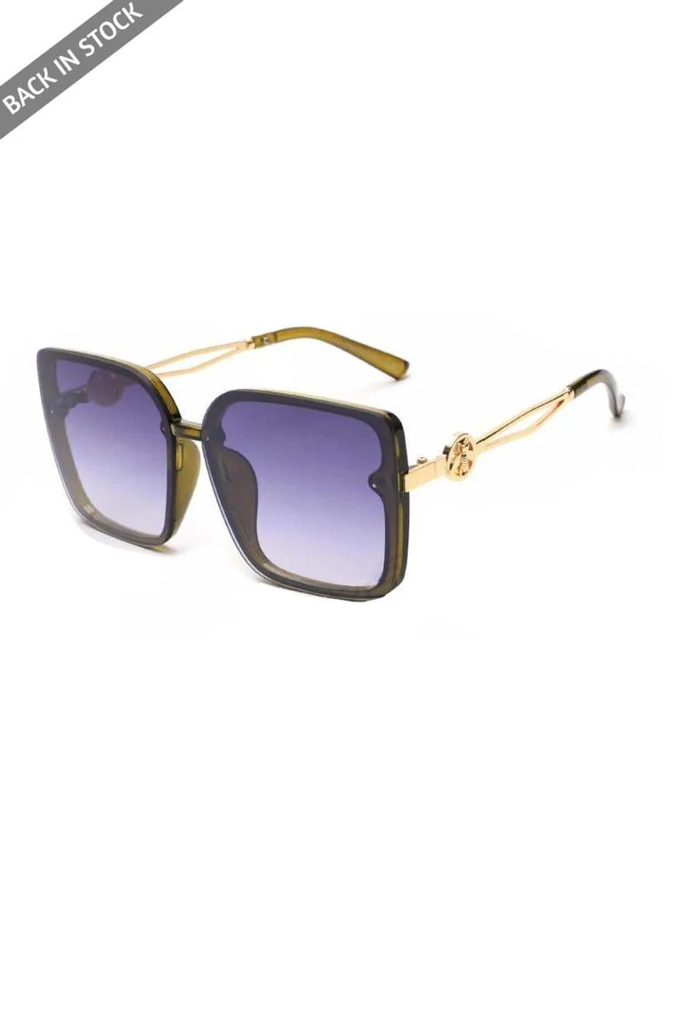 Oversized Sunglasses With Gold Bee Motif Arm