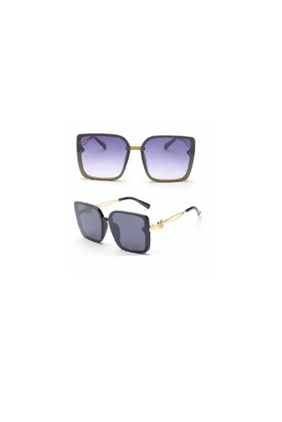 Oversized Sunglasses With Gold Bee Motif Arm