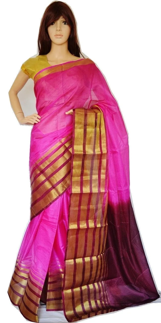 Pink,Plum & Gold Colour Manipuri Saree