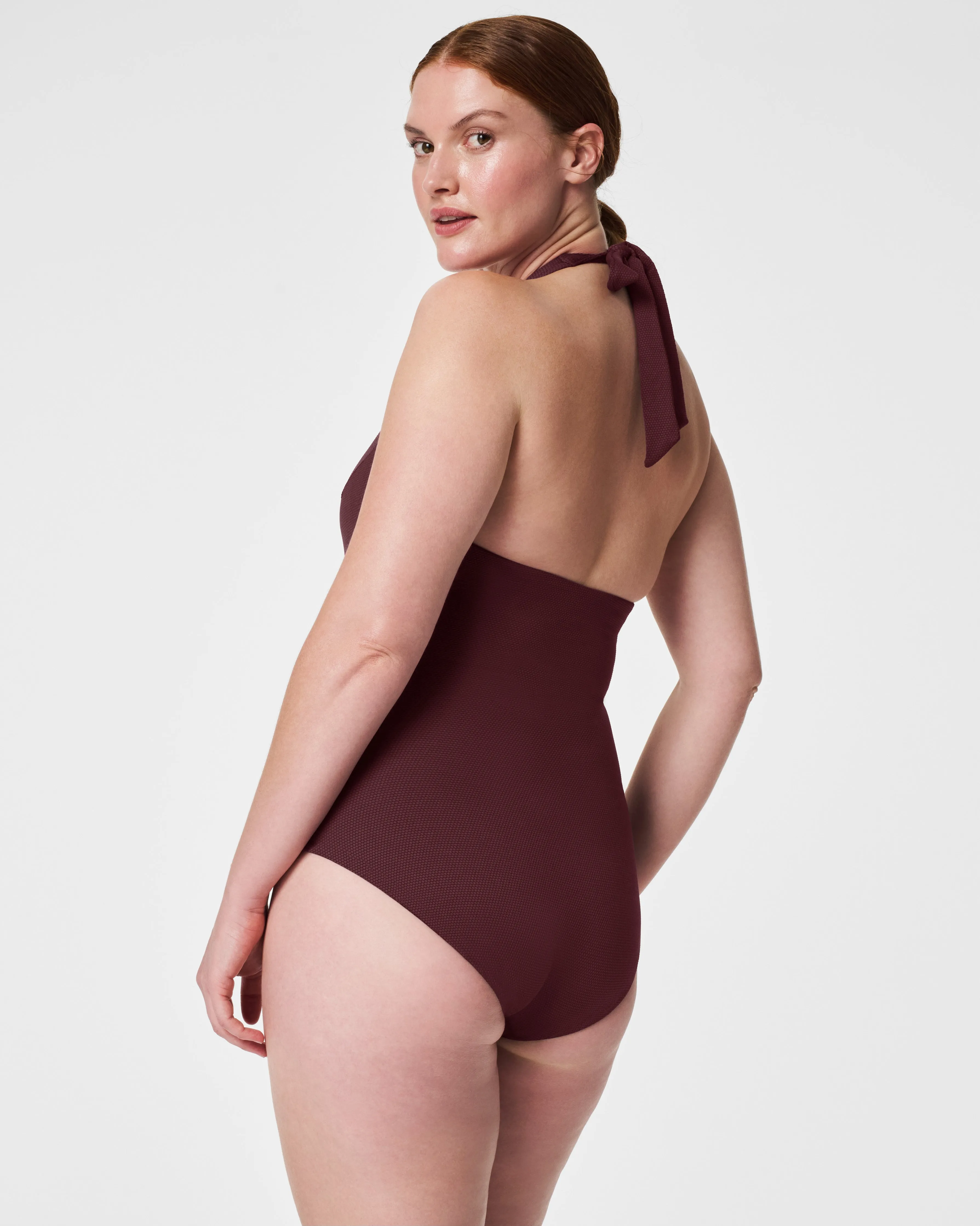 Pique Shaping Swim, Halter One-Piece