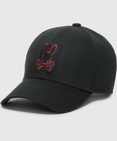 Psycho Bunny Men's Pierce Baseball Cap 001 BLACK /