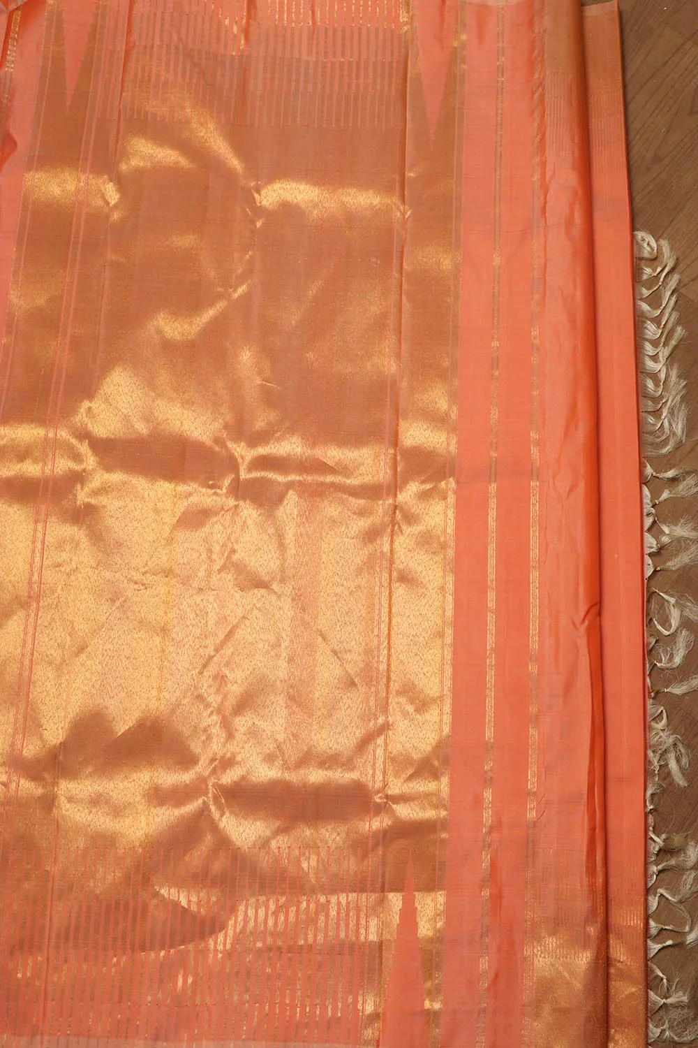 Radiant Orange Kanjeevaram Handloom Silk Saree - Pure Elegance