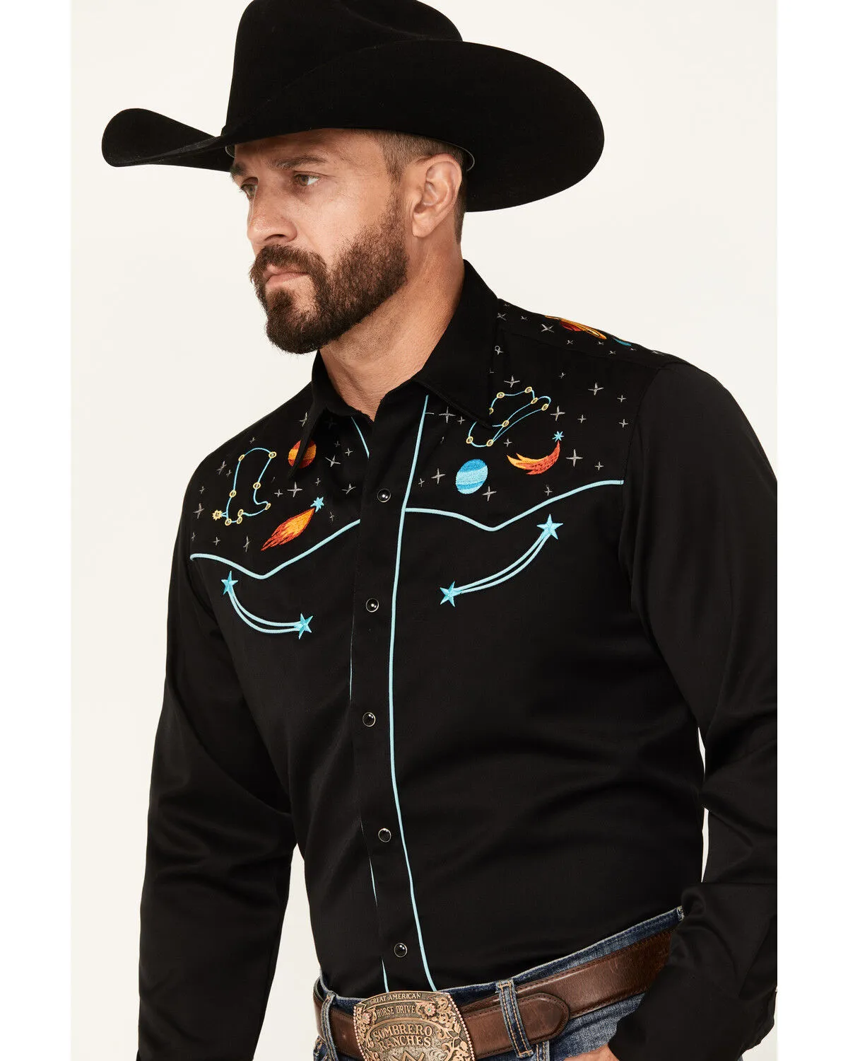 Roper Men's Old West Embroidered Long Sleeve Snap Western Shirt