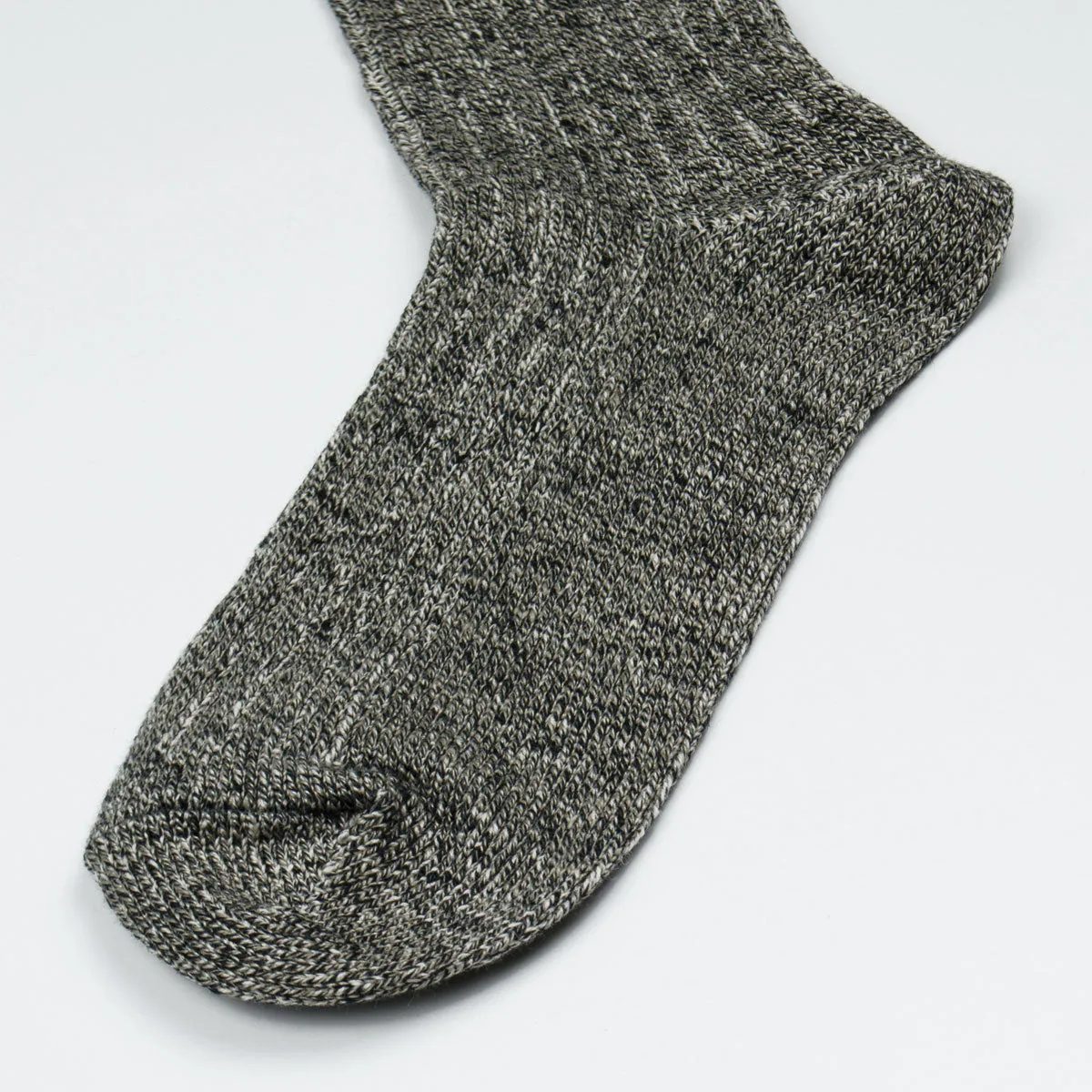 RoToTo - Linen Cotton Rib Socks - Mix Black