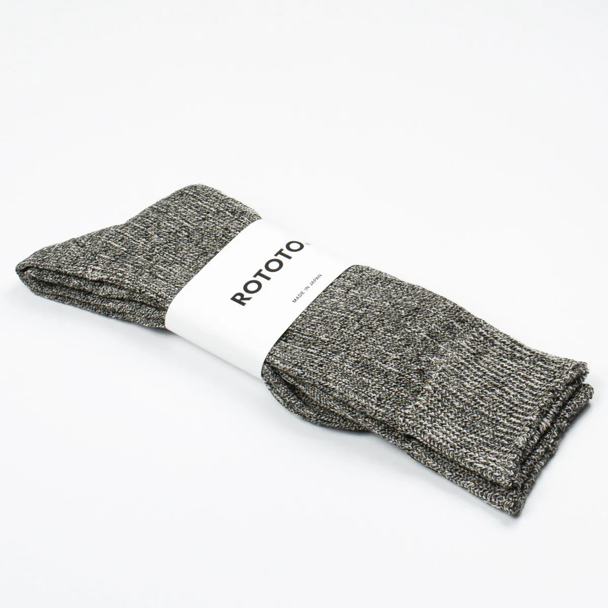 RoToTo - Linen Cotton Rib Socks - Mix Black