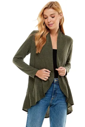 Ruffled Ribbed Cardigan