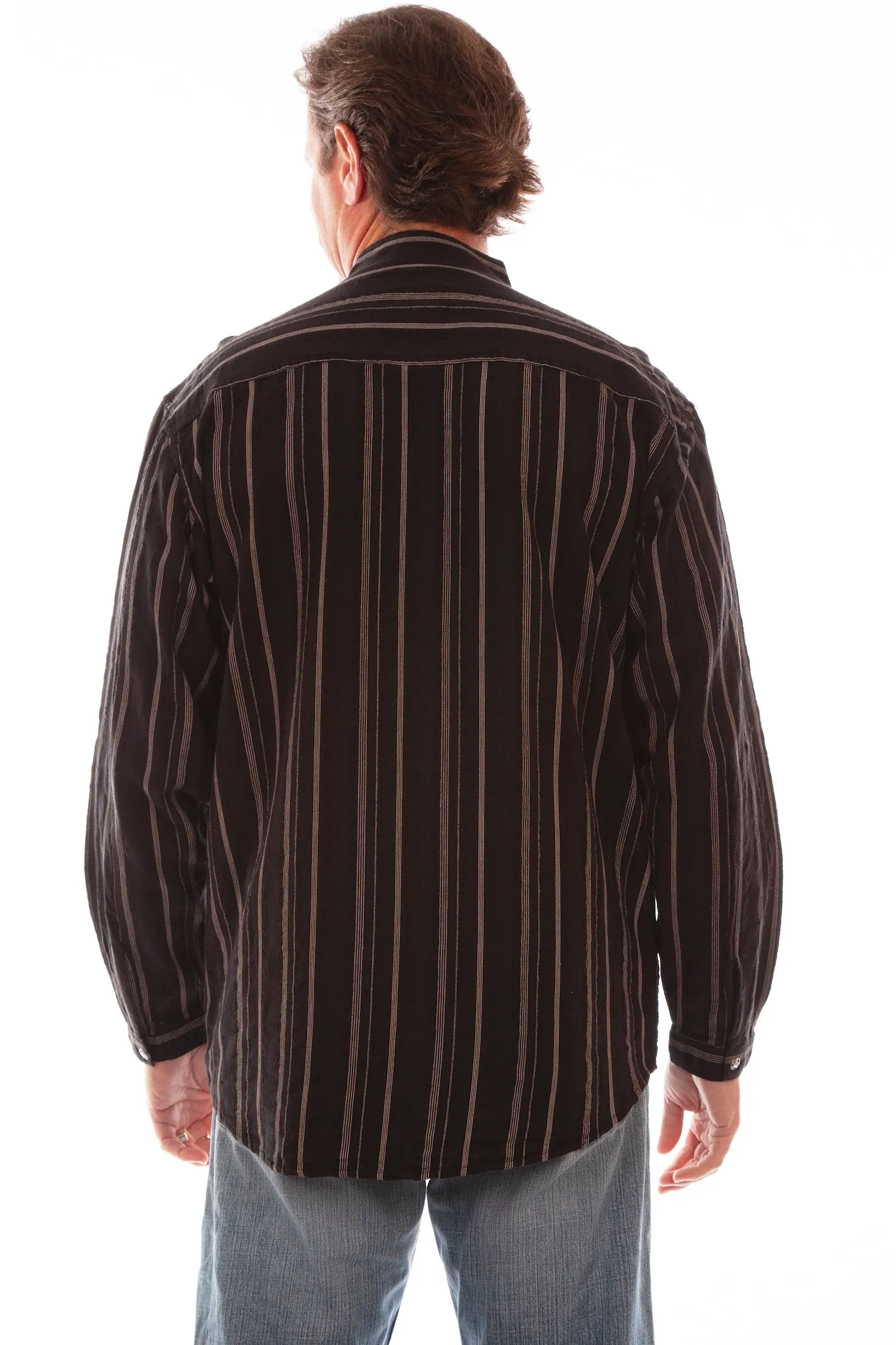 Scully Men's Rangewear Dobby Stripe Long Sleeve Button Front Old West Shirt