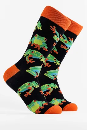 Soctopus Ribbit! Frog Socks Dark Navy