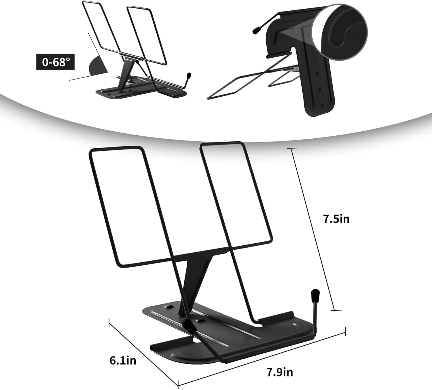 Spring Adjustable Metal Book Holder Book Stand for Reading Cookbook Stand