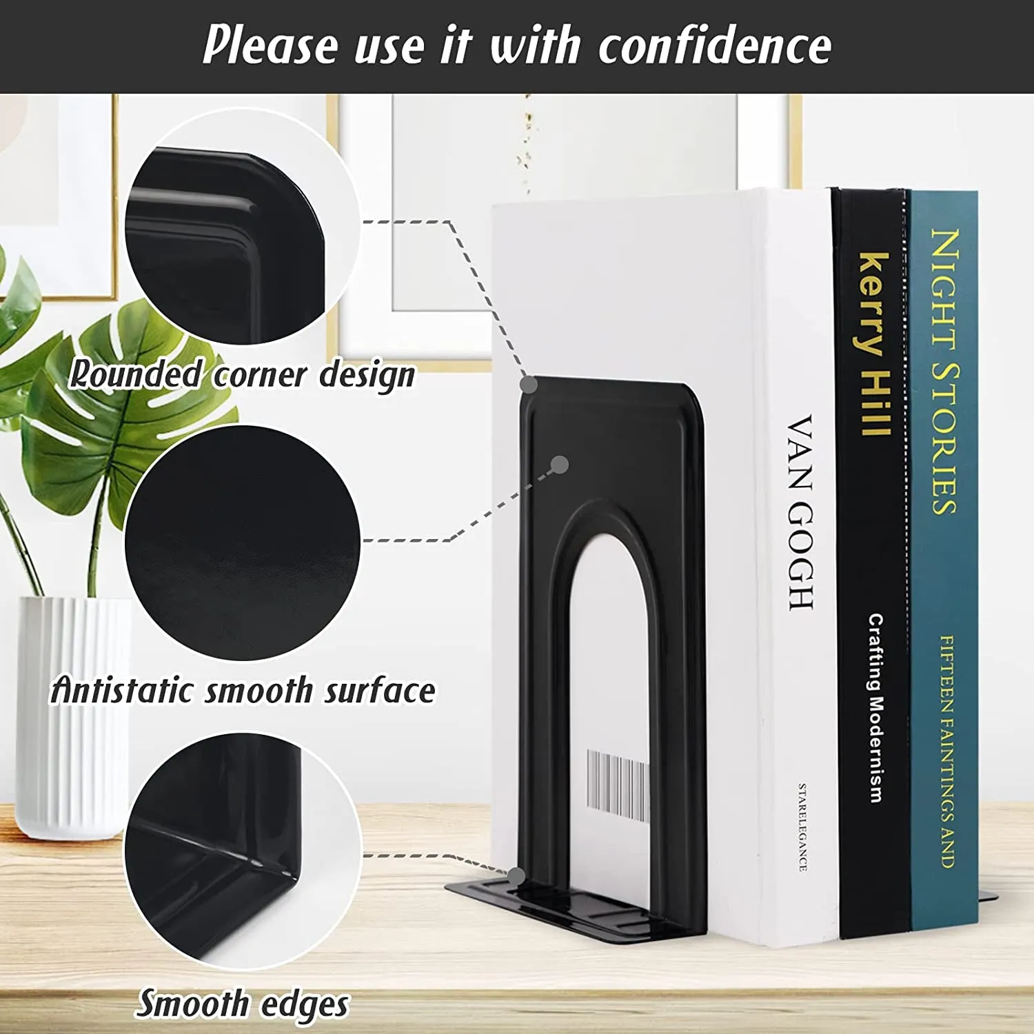 Spring Book Ends Sturdy Bookends for Shelves, Universal Book End Heavy-Duty