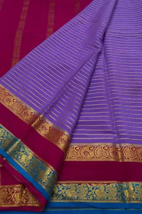 Stunning Purple & Pink Mysore Crepe Silk Saree