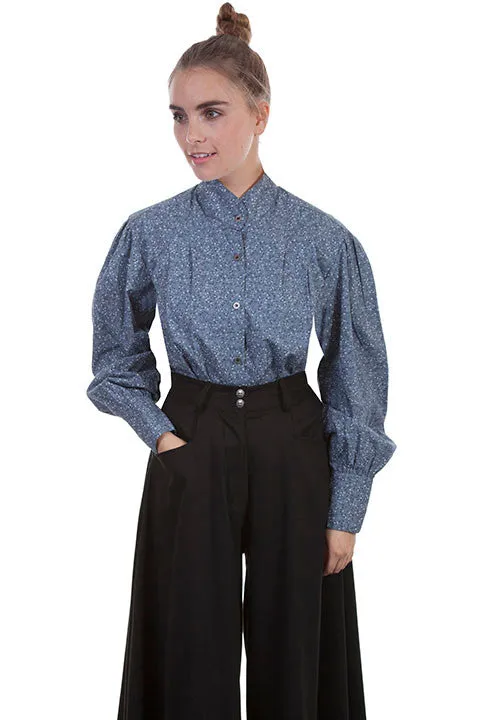 Wah Maker Women's Calico Blue Old West Shirt