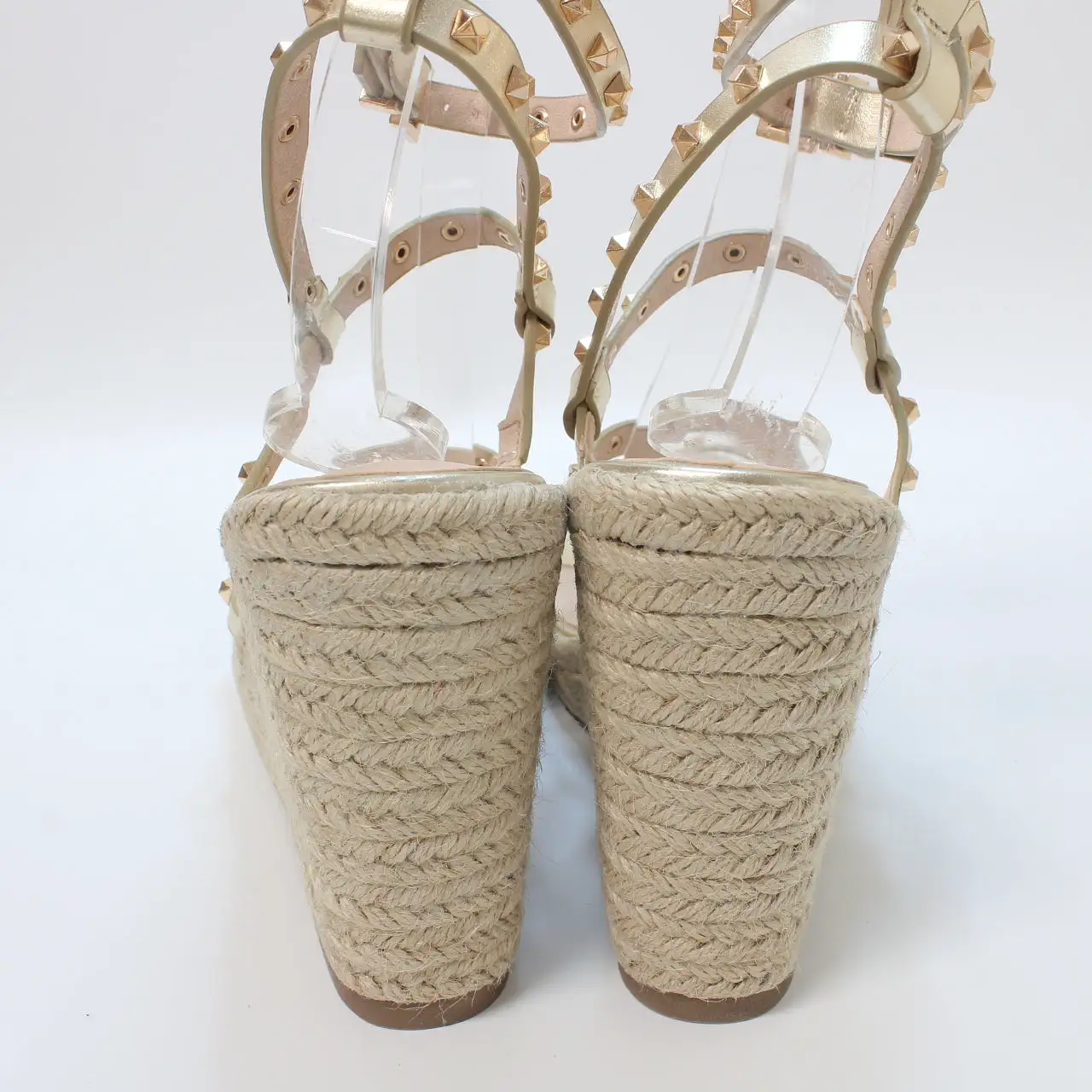 Womens Office Heaven Studded Espadrille Wedges Gold