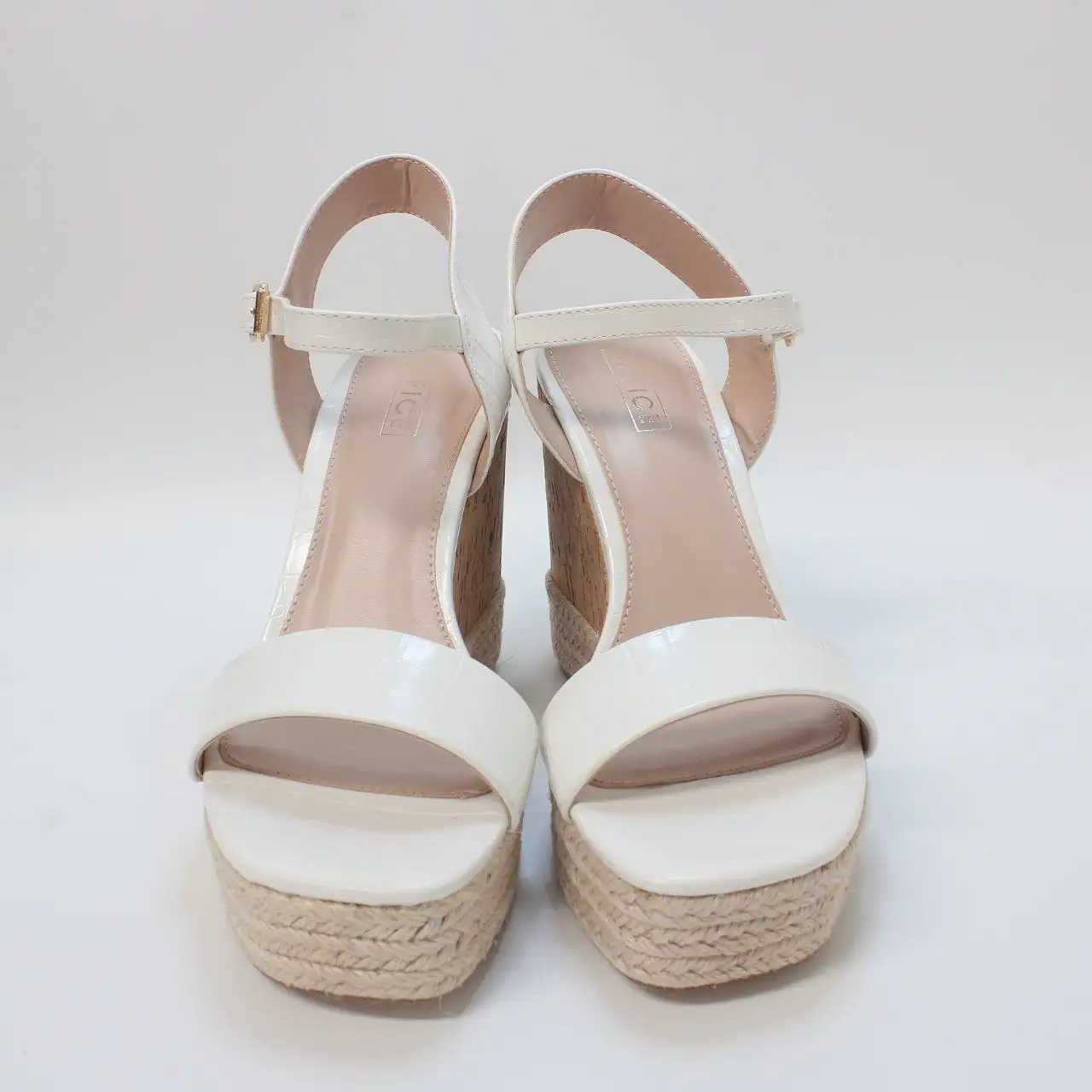 Womens Office Holland Cork Wedges White