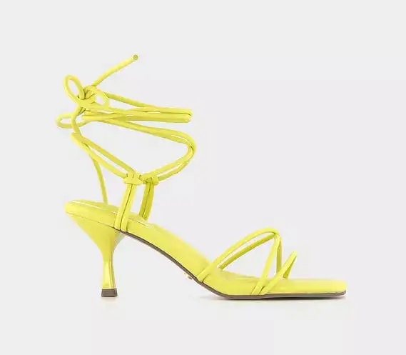 Womens Office Maddox Strappy Knot Kitten Heel Sandals Lime