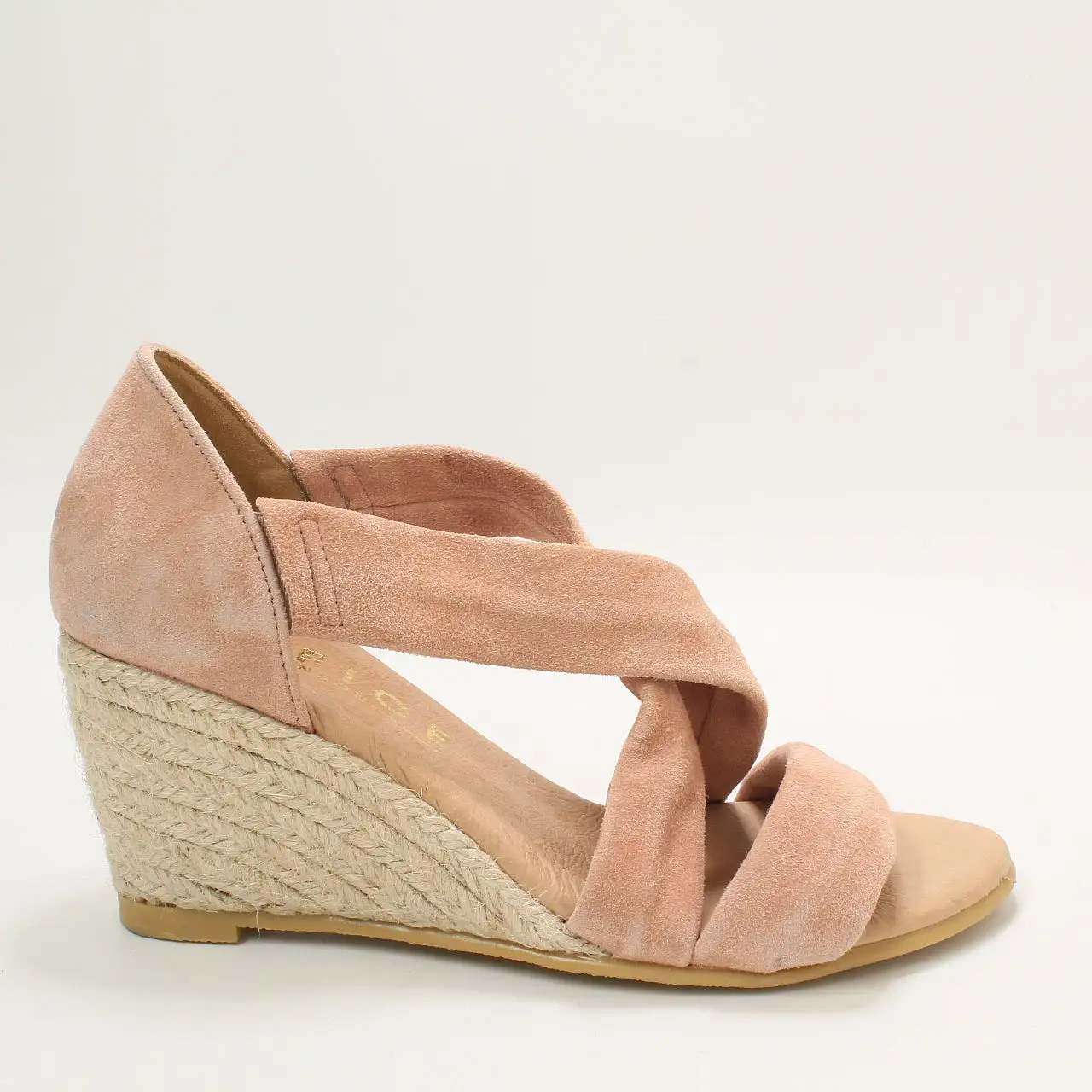 Womens Office Maiden Cross Strap Wedge Nude Suede Uk Size 3