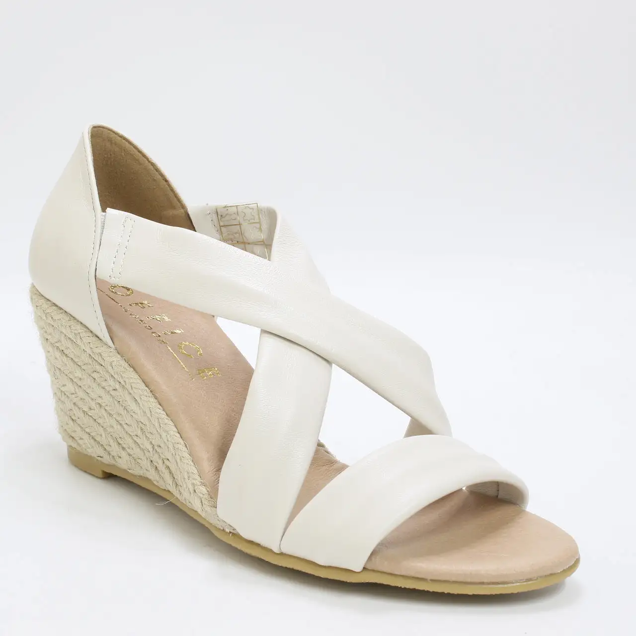 Womens Office Maiden Cross Strap Wedge White Leather