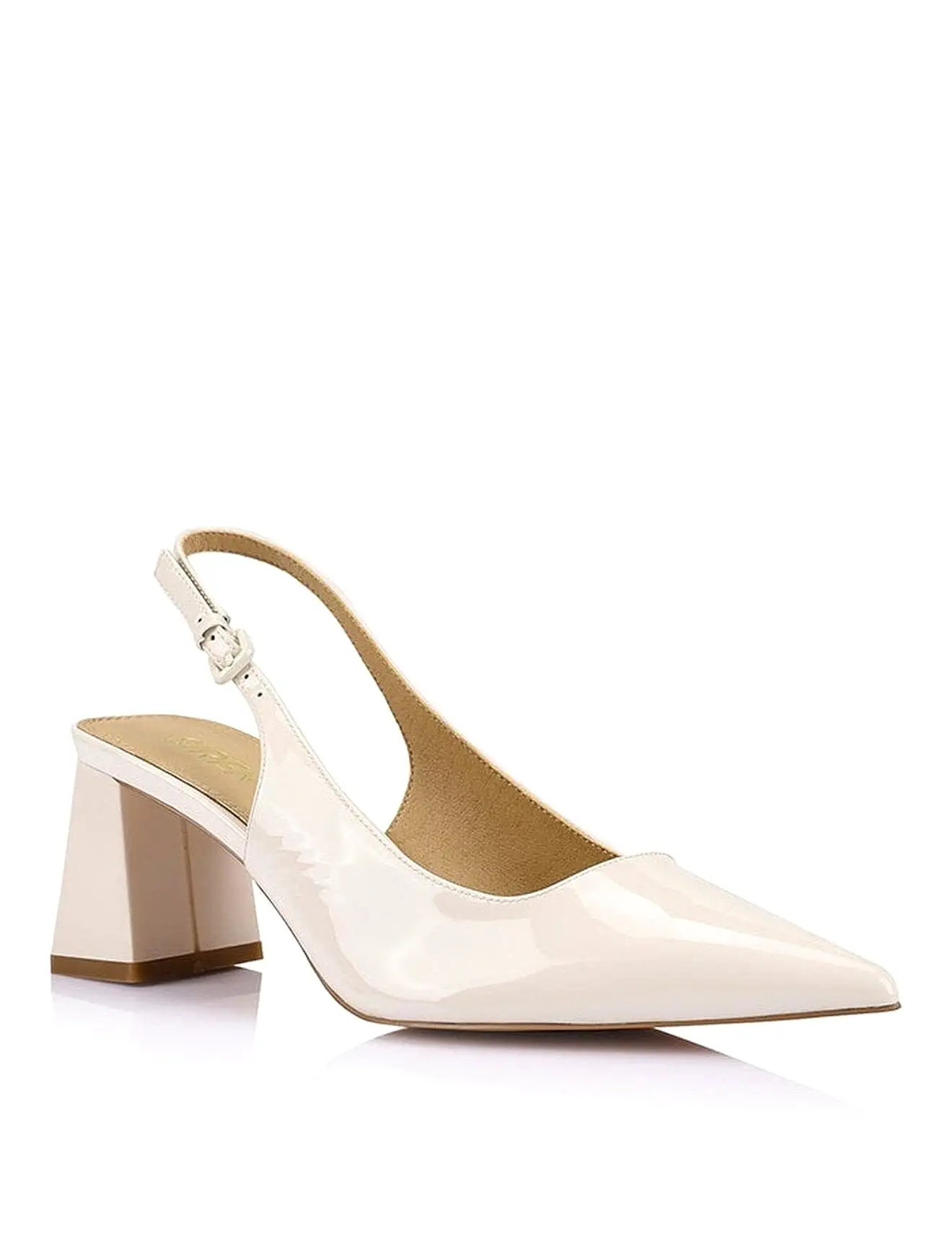 Yarra Pointed Toe Slingbacks - Chalk Patent