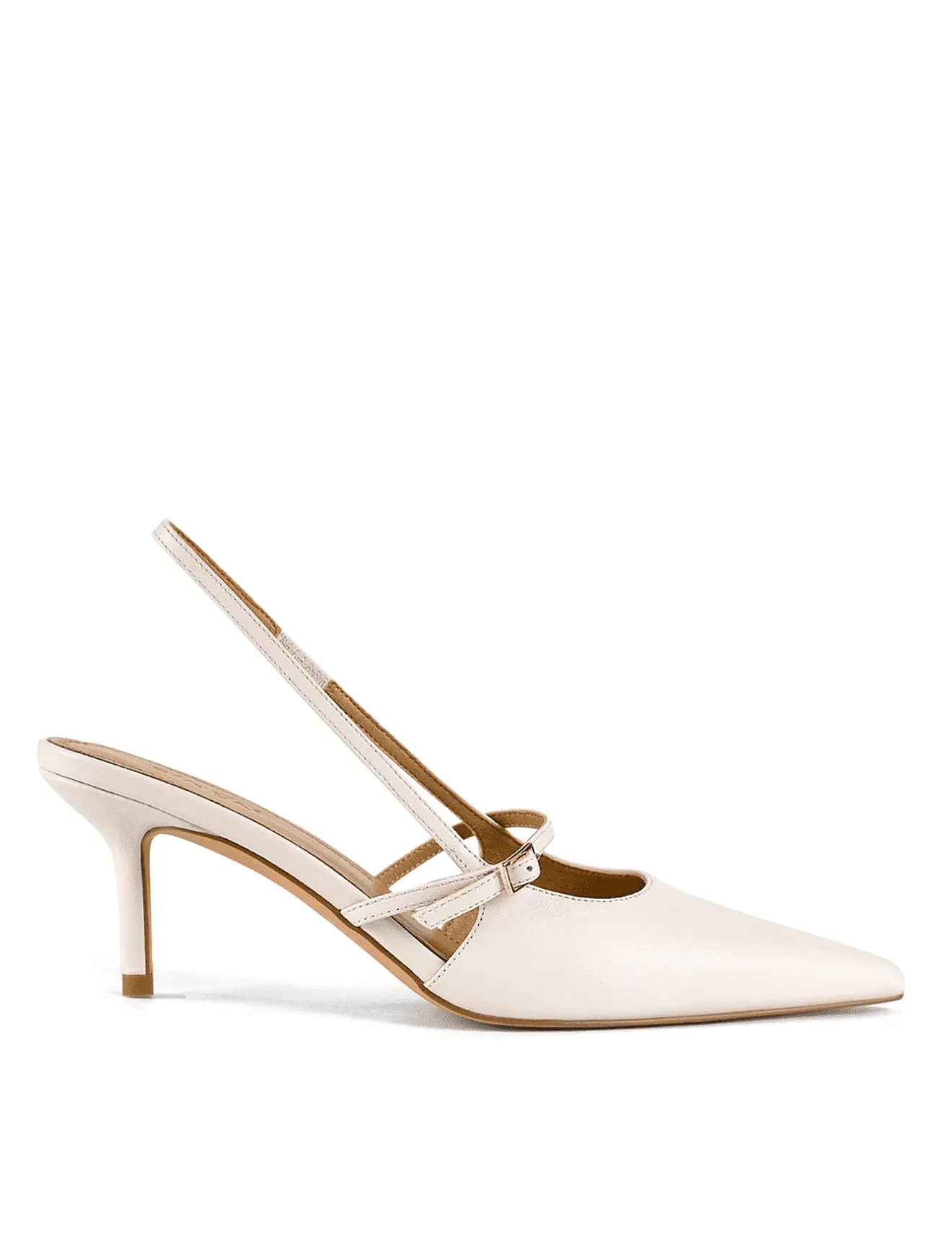 York Slingback Heel - Chalk Leather